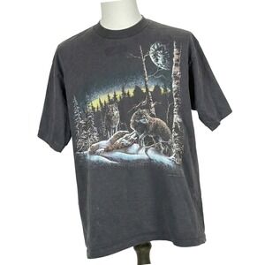 Vintage 1993 Gardner Wolf Shirt‎ XL Single Stitch Stand Out Designs 90s Nature